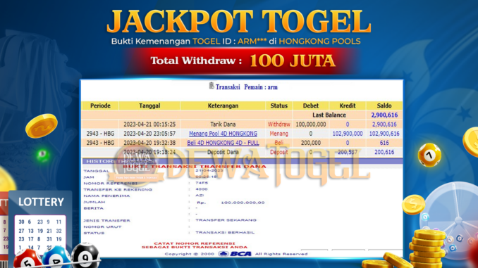 BUKTI JACKPOT DEWATOGEL #206